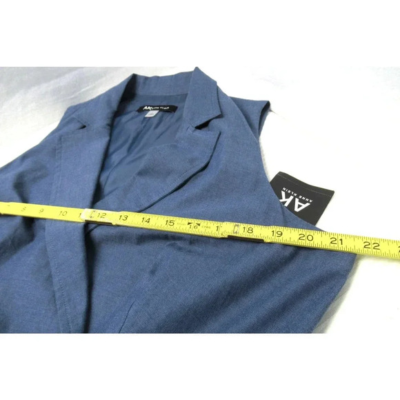 AK Anne Klein Dress Womens Indigo Blue Sleeveless Wrap Collared Lined Belted NWT - Picture 4 of 11